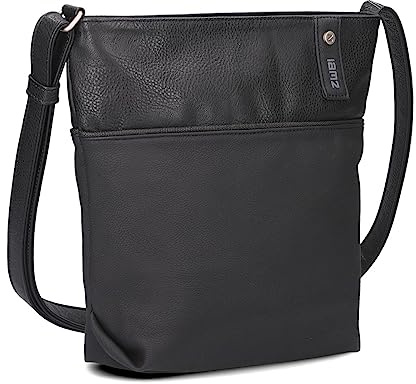 Zwei Damen Umhängetasche JANA J10 Crossbody Bag 5 Liter Handtasche im Bicolor-Design + passender Kosmetikbeutel/Geldbeutel gratis