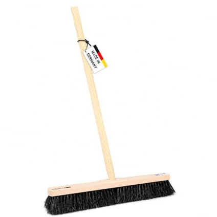 Rosshaar Saalbesen 60cm weiche Borsten Besen mit Stiel 160cm Lang Stielloch | Für empfindliche Böden, Sehr weiche feine Naturhaar-Rosshaar-Borsten, Mit Besenstiel