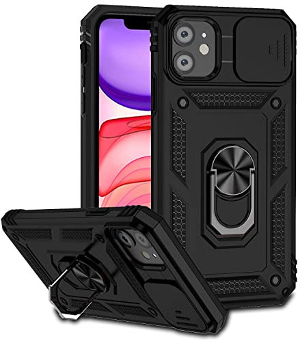 Hitaoyou iPhone 11 Hülle, iPhone 11 Hülle mit Kameraabdeckung & Ständer Militärqualität Stoßfest Heavy Duty Schutz mit magnetischer Autohalterung Handyhüllen für iPhone 11 6.1''