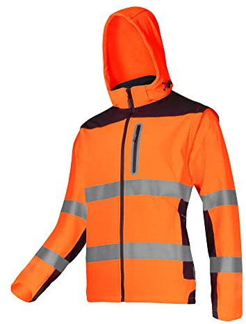 Lahti PRO Warnschutz-Jacke Softshell Arbeitsjacke | Größe: M | Farbe: Neonorange | Warnschutz-Pilotenjacke | Warnjacke | Berufsjacke | Schutzjacke | Herrenjacke mit reflektierenden Streifen