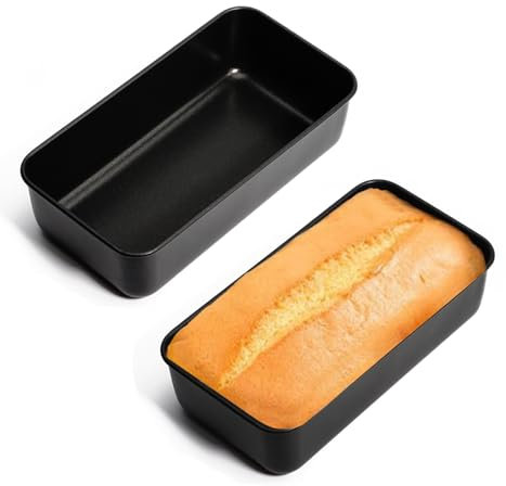 TEAMFAR Kastenform, 2-teiliges Edelstahl Brotbackform Brotform mit Antihaftbeschichtung, Kastenbackform perfekt für Kuchen & Brote, Königskuchenform - 23,5 x 12,6 x 6,2 cm, Gesund & Leicht zu reinigen