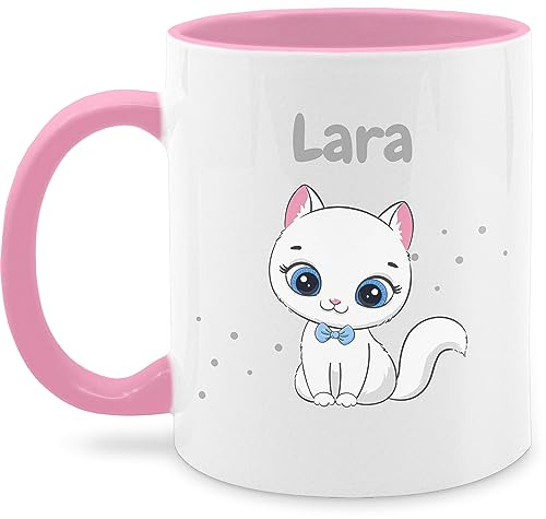 Tasse Tassen 325ml - Süße Katze Katzen Katzenmotiv Cat Cats - 325 ml - Rosa - personalisierte katzentasse katzenmotiven with kaffeetasse und name katzentassen katzenliebhaber mug namens druck