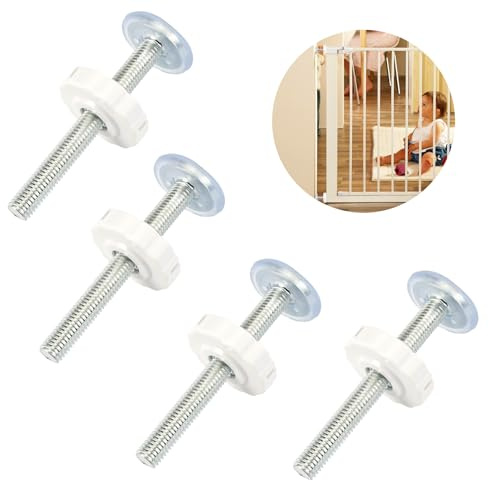 Perno para Puerta Presión de Bebé Tornillo , 4 Piezas Tornillo Y Adaptador para Barandillas, Tornillos Montados Puerta Bebé M10, Seguridad Varilla de Husillo, para Bebés Puertas de Escalera de Perro