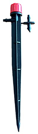 DRIPALIA Microaspersor - Gotero Regulable con estaca y Conector microtubo - Caudal 0 a 70 L/H - Color Negro-Rojo - Varios tamaños de Bolsa - Riego por Goteo - Soporta de 0,5 a 3 atms – 100 Unidades