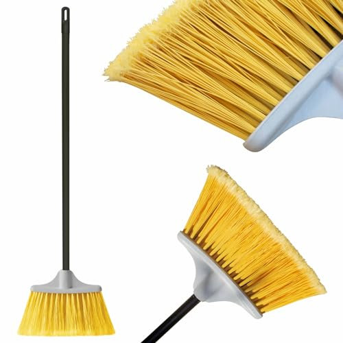 Scopa per esterni con manico Sunny Garden, 24 cm, scopa da strada con manico in acciaio rinforzato, ideale per superfici dure, foglie e neve