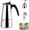 PZJFH Cafetera espresso de 450 ml, acero inoxidable para 9 tazas, jarra de moca plateada, olla moka, cafetera de camping, cafetera de espresso pequeña, adecuada para tipos de cocina