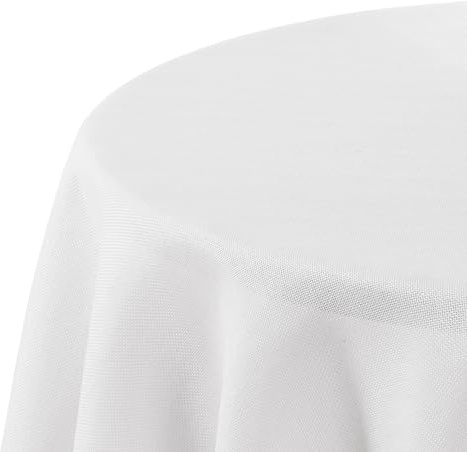 Deconovo Tischdecke Leinenoptik Ø 140 cm, Wasserabweisend mit Lotuseffekt, Abwaschbar & Pflegeleicht, Rund, Fleckschutz für Esstisch & Garten, Weiß