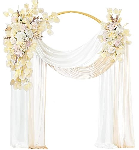 VERMIS Wiederverwendbares Hochzeitsbogen-Blumen-Set(4er-Set) – 2 Künstliche Arbor-blumenarrangement Mit 2 Chiffon-Stoffen Für Zeremonie Empfang Hintergrund Dekoration