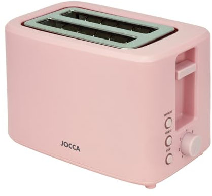 Jocca, Tostapane 2 Fette, 700W con 7 Livelli di Doratura, Funzione di Scongelamento, Riscaldamento e Annullamento, Raccoglitore di Briciole, Ampie Fessure per Diversi Tipi di Pane, Rosa