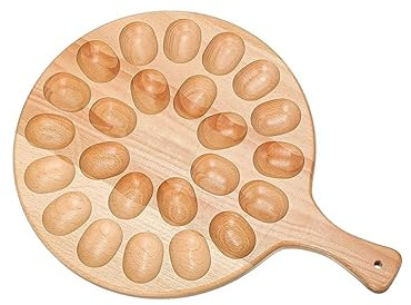 JYITO Eierplatte, Eier-Servierplatte, multifunktional, handpoliert, teuflisches Eiertablett, Eierbehälterplatte, Eier-Serviertablett für Küchentheke (Holzfarbe)