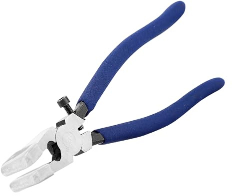 WISEPRO 8 Inches Glass Breaking Pliers with Rubber Tips, Glass Pliers with Flat Jaws, Heavy Duty Glass Cutter Tool for Stained Glass Cutting Mosaics Breaking