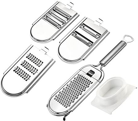 Duiaynke Picador de alimentos vegetales, rallador multiusos de acero inoxidable para tomate, cebolla, pepino, zanahorias (rallador y protector)