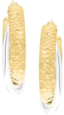 My Gold Damen Creolen Ohrringe Gold 333 Gelbgold Weissgold Echt (8 Karat) Bicolor 25mm x 6mm Juliana C-07921-G362