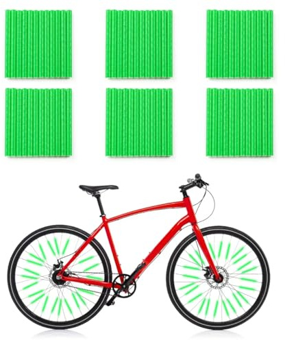 XIATIAN 72 Pcs Bike Spoke Reflectors, Bike Reflectors for Night Riding, Bicycle Cycling Reflector Wheel Spoke Reflector, 360° Visibility Tube Warning Strip Fits for Most Standard Spoke Wheels (Green)