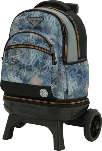 PRIVATA Carro Compact Premium Desmontable, Mochila Escolar con Ruedas Grandes y Silenciosas, 35L, 5 Compartimentos, Tirantes Ergonómicos, Bolsillo Lateral para Botella, Asa Acolchada Superior, Thunder