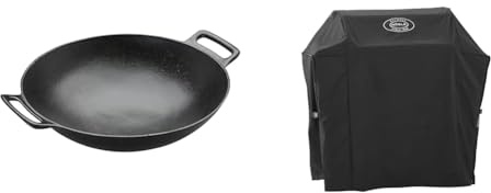 RÖSLE VARIO Wok, Hochwertiger Wok aus emailliertem Gusseisen zum scharfen Anbraten & Abdeckhaube BBQ-Station VIDERO G4/G4-S, Hochwertige Schützhülle