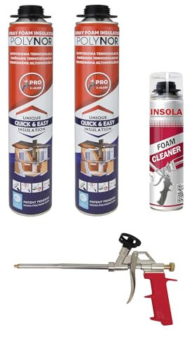 Mousse Expansive Polyuréthane Projetable Eko Spray- 750 ml + Nettoyant + Pistolet - Isolation Thermique et Phonique Performante pour Tous Supports (Lot 2 + 1 + 1)