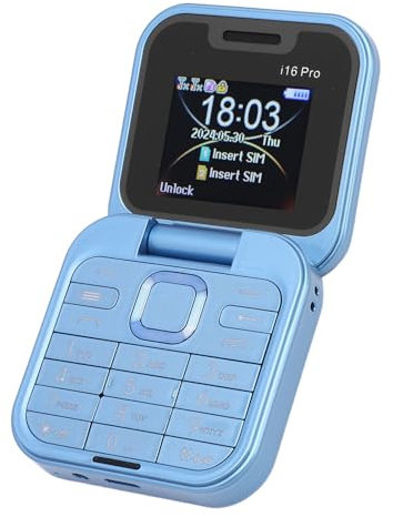Zunate Mini Teléfono Móvil con Tapa 2G, Teléfono Celular Plegable con 2 Ranuras para Tarjetas SIM, Pantalla Pequeña de 1,77 Pulgadas, Teléfono con Tapa Desbloqueado (Blue)
