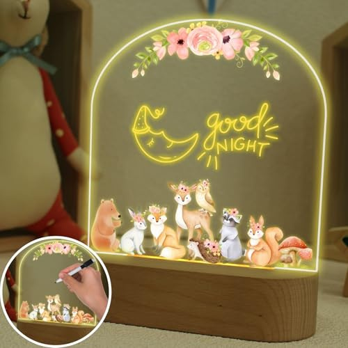 uniqicon Lampara Bebe Personalizada, Lamparas De Mesita De Noche Infantil, Luces Led Habitacion Con Paño De Limpieza Para Bolígrafos Que Se Puede Limpiar, Regalo Personalizado Bebe