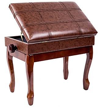 CAFIEDR Klavierhocker, Künstler-Klavierbank, 10 cm höhenverstellbar, Keyboardhocker mit gepolstertem Ledersitz und großer Aufbewahrungsbox, 55 x 34 x 47–57 cm