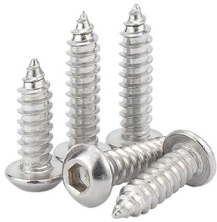 Cilky Metallschrauben 10 Stück M4 M5 304 Edelstahl Innensechskant Innensechskant Rundkopf Selbstschneidende Holzschraube Länge = 10-40mm(12mm,10pcs M4)