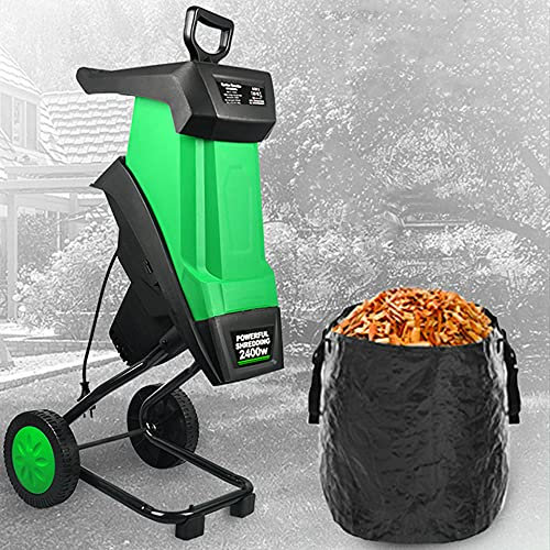XCSCUK Trituratore da Giardino, cippatore Elettrico Portatile per Legno da Giardino, trituratore per Rami e Foglie, Adatto per Prato, Cortile (30M)
