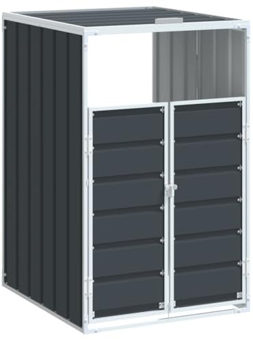 vidaXL Mülltonnenaufbewahrung für Einzeltonne - Anthrazit Stahl - versteckt Ihre Mülltonnen - praktischer Zugang - 72x81x115cm