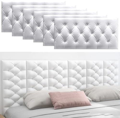 3D Anti-Kollisions-Wandpolsterung für Schlafzimmer, 6 Stück, Paneele, zum Abziehen und Aufkleben, Kopfteil, gepolsterte Wandpaneele, selbstklebende Paneele für Schlafzimmer/Wohnzimmer, schützt vor