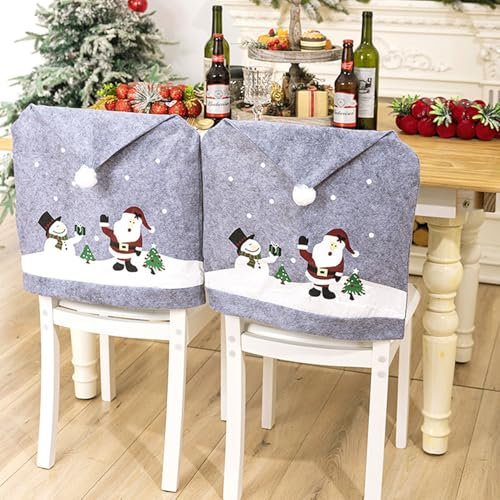 GZWY Stuhlhussen Weihnachten 6er Set Stuhlhussen Weihnachtsdeko Innen für Stühle 60 × 50CM, Weihnachten Stuhlhussen, Weihnachten Überzieher, Weihnachten Tischdeko für Esszimmer Party Dekoration (04)