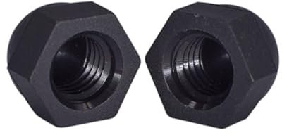 RKODRSMG 10/20 Stück Hutmuttern mit Hutkappe, Nylon, Sechskant-Sechskantmutter, schwarz, M3, M4, M5, M6, M8, M10, M12(M10-10Pcs)