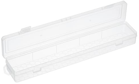 YOKIVE Organizador de almacenamiento de suministros de arte, caja de herramientas de arte, suministros de arte con hebilla para pinceles, pinturas, sellos, transparente, 13.58 x 1.46 x 2.56 pulgadas