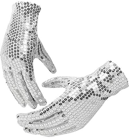 Kids Sparkling Sequins Holy Communion Gloves Glitter Dance Full Finger Gloves Children Fancy Dress Opera Short Bling Stage Performance Cosplay Party Hand Wear for Wedding Christening Halloween
