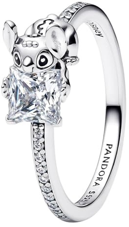 PANDORA Damen-Ring Disney Stitch & Stone Silber 193740C01