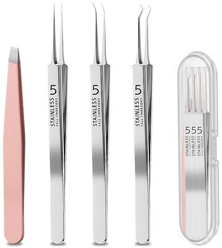 4 pinzas para eliminar puntos negros, pinzas para vello facial, pinzas para vellos encarnados pinzas para puntos negros, pinzas afiladas pinzas para pestañas removedor de astillas para eliminar puntos