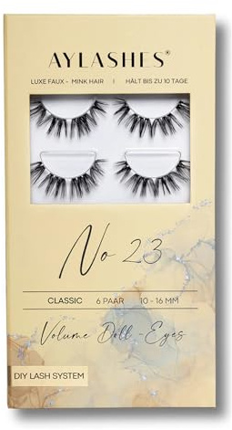 AYLASHES - DIY Wimpernextensions Maxi Box NO. 23 | 6 Paar Wimpern | bis zu 7 Tage Halt | Wimpern DIY Set für zu Hause | künstliche Wimpern | Klebewimpern | lash extension set