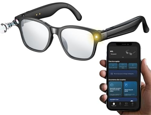 Générique Lunettes Smartglasses AI Caméra Full HD, Flash intégré, Musique, Bluetooth,WiFi, Verre Photochromique Protection UV, Assistant Vocal IA, Réseaux Sociaux, Haute Autonomie.