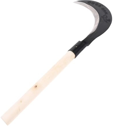 MOTHNUR Guadaña de Mano para Jardinería de Acero al Manganeso Mango Largo Negro Cuchillo para Césped y Deshierbe Herramienta Agrícola Resistente y Cómoda para Uso Manual