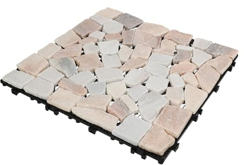 HOLIDYOYO Baldosa de Piedra Natural Anticorrosiva para Suelo Exterior, y Antideslizante, Azulejo Entrelazado, Adecuado para Terrazas, Baños y Jardines, Uso Prolongado