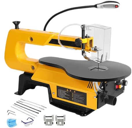Variable Speed Scroll Saw with Large Adjustable Table, LED Light, Dust Collection and Foot Switch for Precision Woodworking