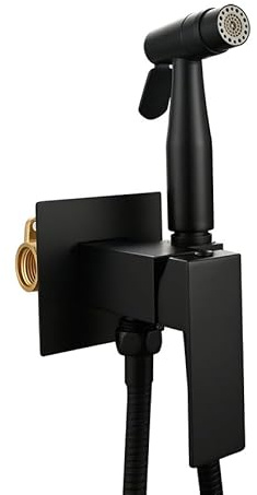 EliteBloom Handheld Bidet Sprayer Brass Multi-Purpose Spray Gun Bidet Sprayer for Tap Bidet Sprayer for Toilet Hose Hot and Cold Mix Brushed Gold Single Mode,Black-Dual Mode