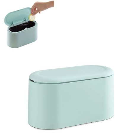 Cubo de Basura de Mesa con Tapa, 1.75L Mini Papelera Escritorio de Resorte