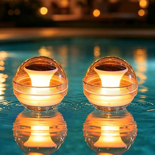 Xevinas Solar Schwimmkugel, Poolbeleuchtung Solar Mit 3 Lichtmodi, Automatische Lichtsteuerung, IPX4 Wasserdichte Schwimmende Solarleuchten Für Schwimmbad, Springbrunnen, Teich, Garten (2 PCS)