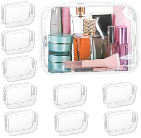 RORPOIR Pochettes Transparentes pour Voyages en PVC, Lot de 10 pièces avec Fermeture éclair, capacité, adaptées aux cosmétiques et Serviettes pour Un Usage Quotidien