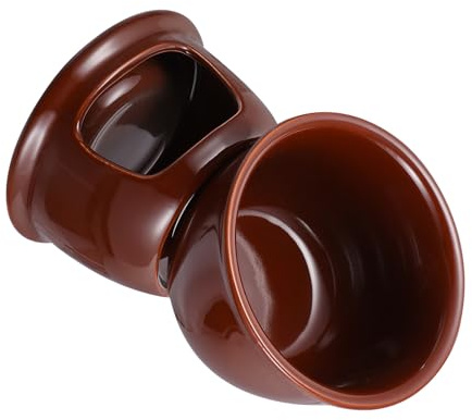 Hemobllo Appareil Fondue au Chocolat en Céramique Marron Chauffe-beurre pour Thé de L'après-midi et Fête en Plein Air, Design Créatif et Finition Soignée