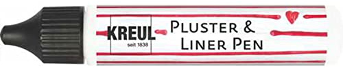 Kreul 49801 - Penna Pluster e Liner Bianca, 29 ml, Vernice pluster per Decorare e abbellire, per Effetti Decorativi con Il fluffing in Forno, con Il Ferro da Stiro o con Il phon
