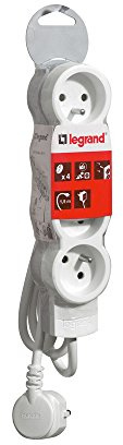Legrand - Rallonge multiprise 4 prises 2P+T 16A 230V avec cordon 3m - blanc et gris - 050056