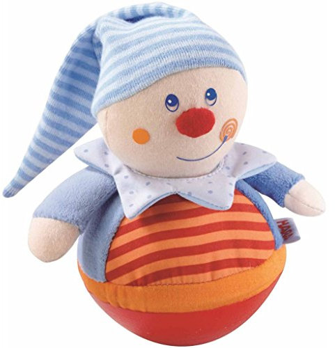 HABA Stehauffigur Kasper – Motorikspielzeug mit Wackel- & Klingeleffekt für Babys ab 6 Monaten – Weiches Stoffmaterial – 1005849001