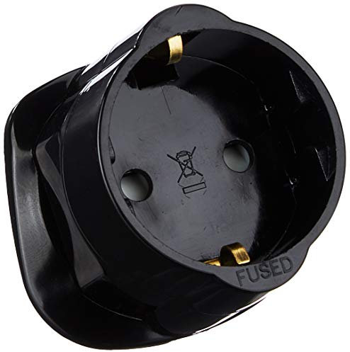 pro elec Shuko European 2-Pin to UK 3-Pin AC Mains Travel Visitor Adapter Converter Power Plug - Black