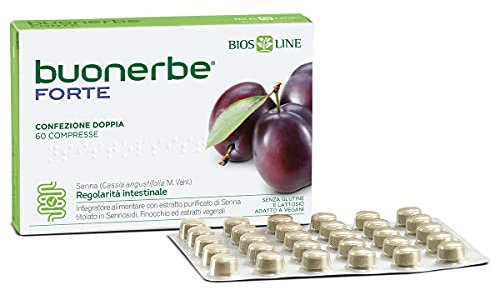 BIOS LINE Buonerbe Forte Compresse, Integratore Alimentare, Favorisce la Regolarità Intestinale e Risveglia Intestino Pigro, Senza Glutine e Adatto a Vegani (60 unità (Confezione da 1))