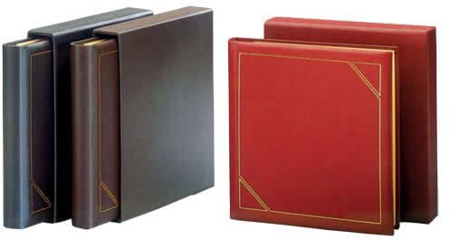 SAFE 1508 Briefmarkenalbum Favorit aus Leder mit 14 Ringtechnik | Weinrot mit dekorativen Goldzierleisten | ohne Schutzkassette